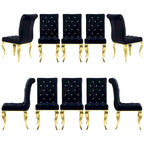Luxury Black Velvet Upholstered Dining Chairs with Polished Gold Legs