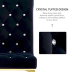 Luxury Black Velvet Upholstered Dining Chairs with Polished Gold Legs