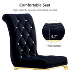 Luxury Black Velvet Upholstered Dining Chairs with Polished Gold Legs