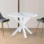 Modern Minimalist Round Dining Table with MDF Top and Metal Legs