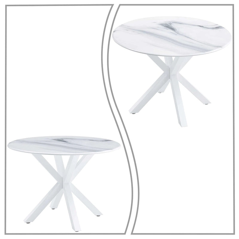 Modern Minimalist Round Dining Table with MDF Top and Metal Legs