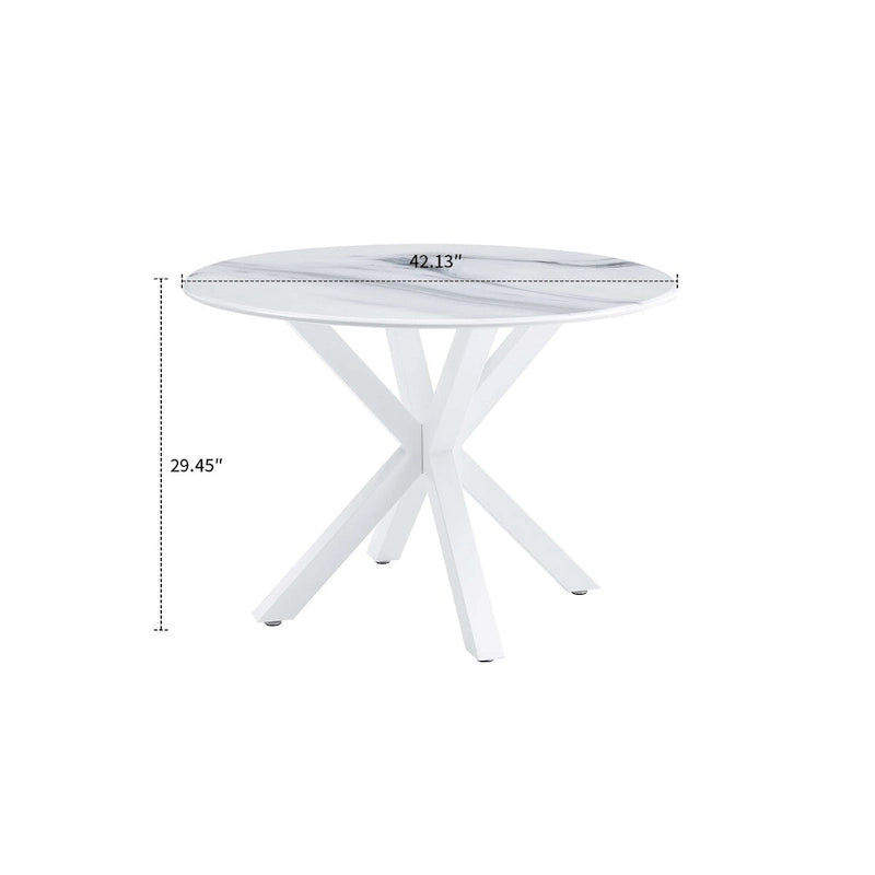 Modern Minimalist Round Dining Table with MDF Top and Metal Legs
