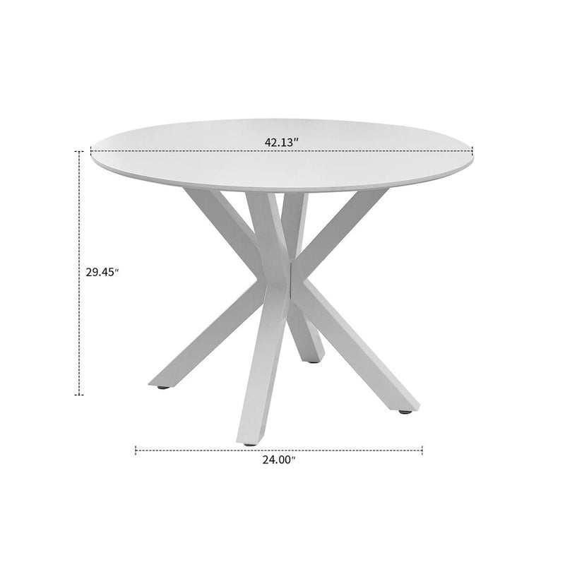 Modern Minimalist Round Dining Table with MDF Top and Metal Legs