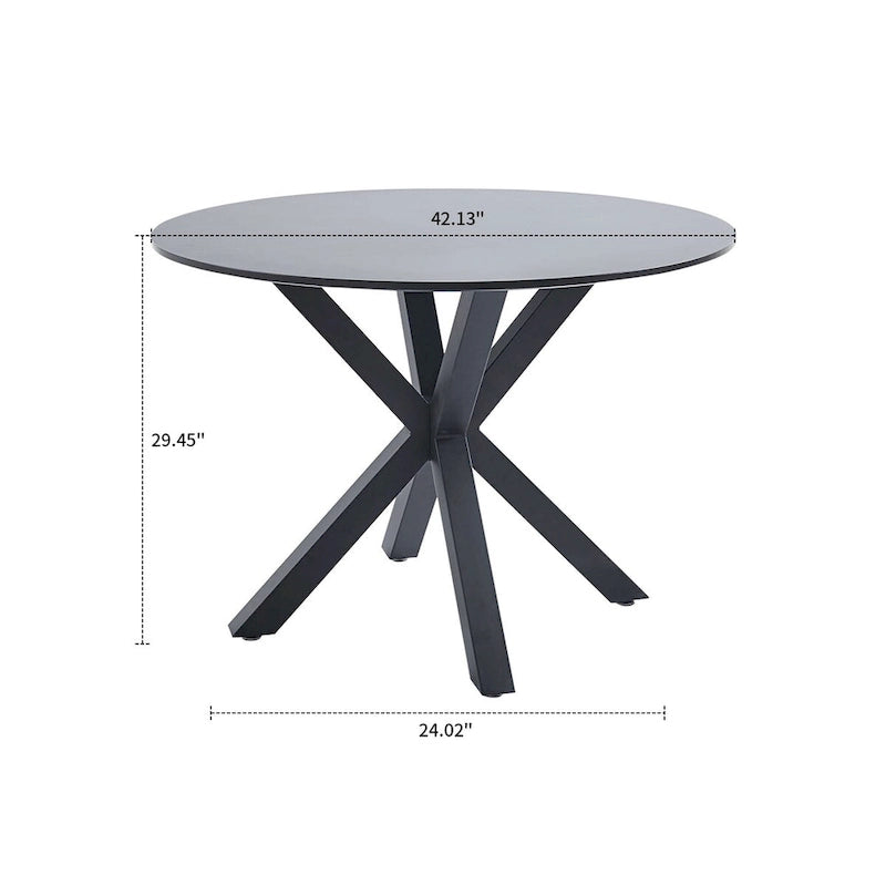 Modern Minimalist Round Dining Table with MDF Top and Metal Legs