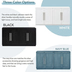 60 Dining Buffet And Sideboard with 4 Doors, Adjustable Shelves, and Handles