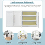 60 Dining Buffet And Sideboard with 4 Doors, Adjustable Shelves, and Handles