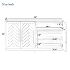 60 Dining Buffet And Sideboard with 4 Doors, Adjustable Shelves, and Handles