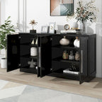 60 Dining Buffet And Sideboard with 4 Doors, Adjustable Shelves, and Handles