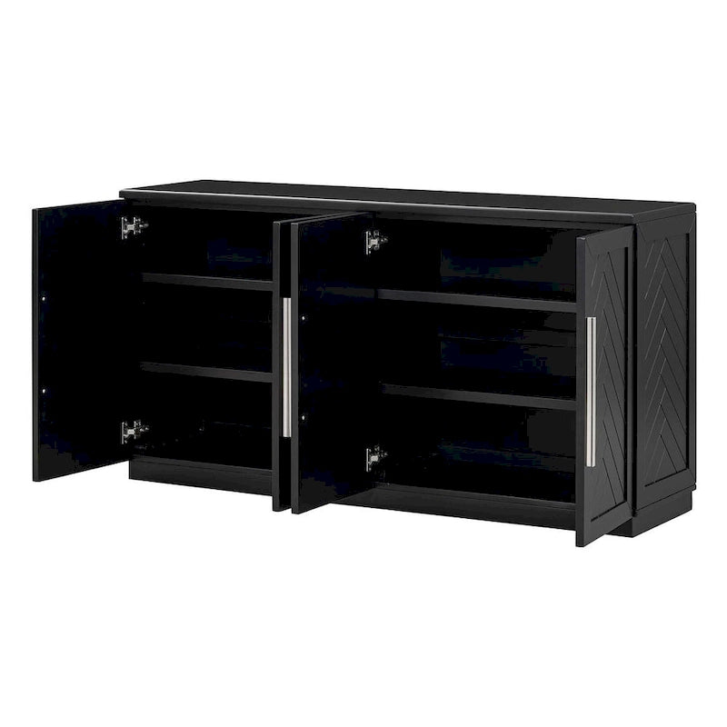 60 Dining Buffet And Sideboard with 4 Doors, Adjustable Shelves, and Handles