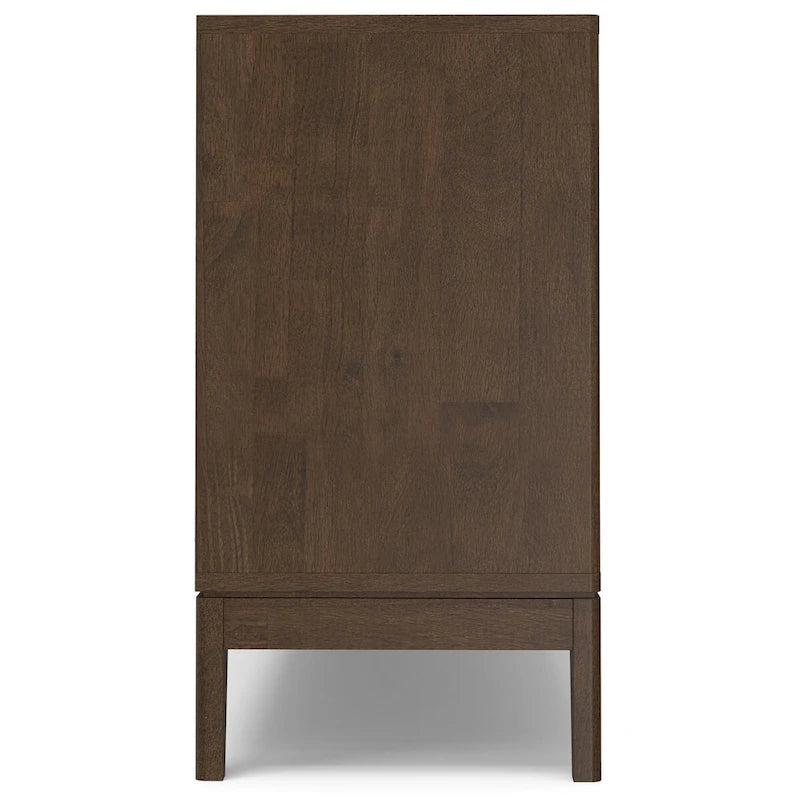 WYNDENHALL Pearson SOLID HARDWOOD 60 inch Wide Rectangle Modern 3 Door Sideboard Buffet / Storage Cabinet in Walnut Brown