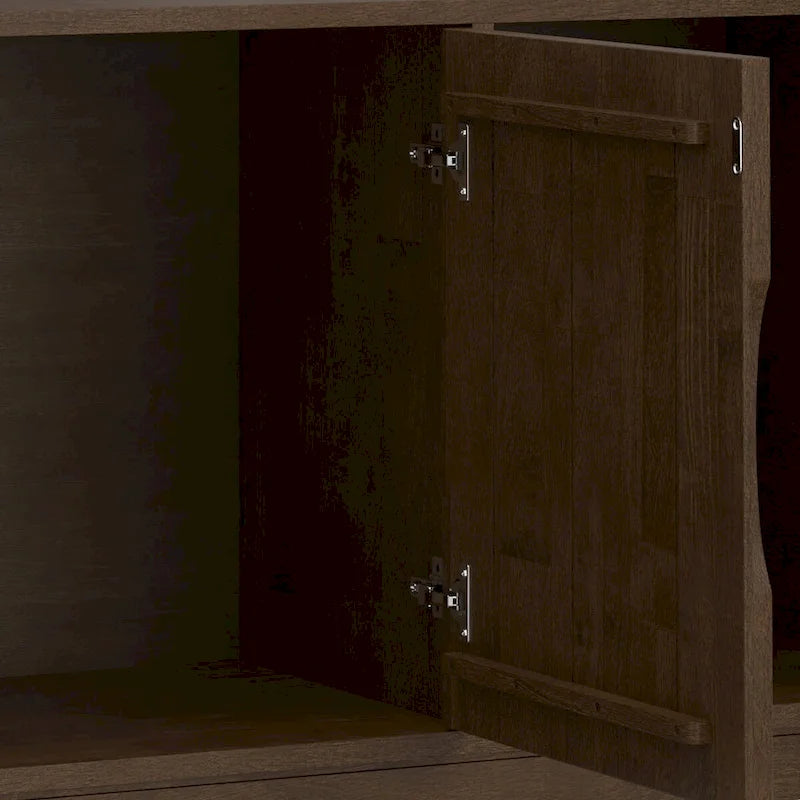 WYNDENHALL Pearson SOLID HARDWOOD 60 inch Wide Rectangle Modern 3 Door Sideboard Buffet / Storage Cabinet in Walnut Brown