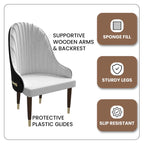 Leather Dining Chair with a Ripple Back and Gold Accents Design Elara Collection