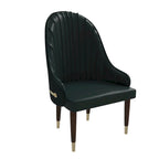 Leather Dining Chair with a Ripple Back and Gold Accents Design Elara Collection