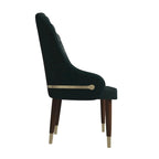 Leather Dining Chair with a Ripple Back and Gold Accents Design Elara Collection