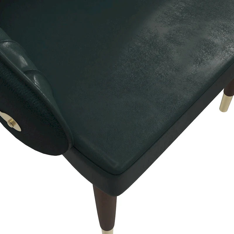 Leather Dining Chair with a Ripple Back and Gold Accents Design Elara Collection