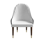 Leather Dining Chair with a Ripple Back and Gold Accents Design Elara Collection