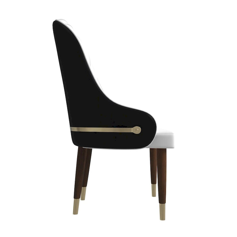 Leather Dining Chair with a Ripple Back and Gold Accents Design Elara Collection