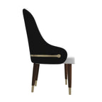 Leather Dining Chair with a Ripple Back and Gold Accents Design Elara Collection