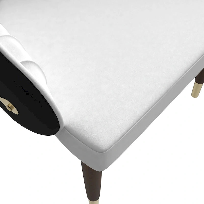 Leather Dining Chair with a Ripple Back and Gold Accents Design Elara Collection