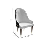 Leather Dining Chair with a Ripple Back and Gold Accents Design Elara Collection