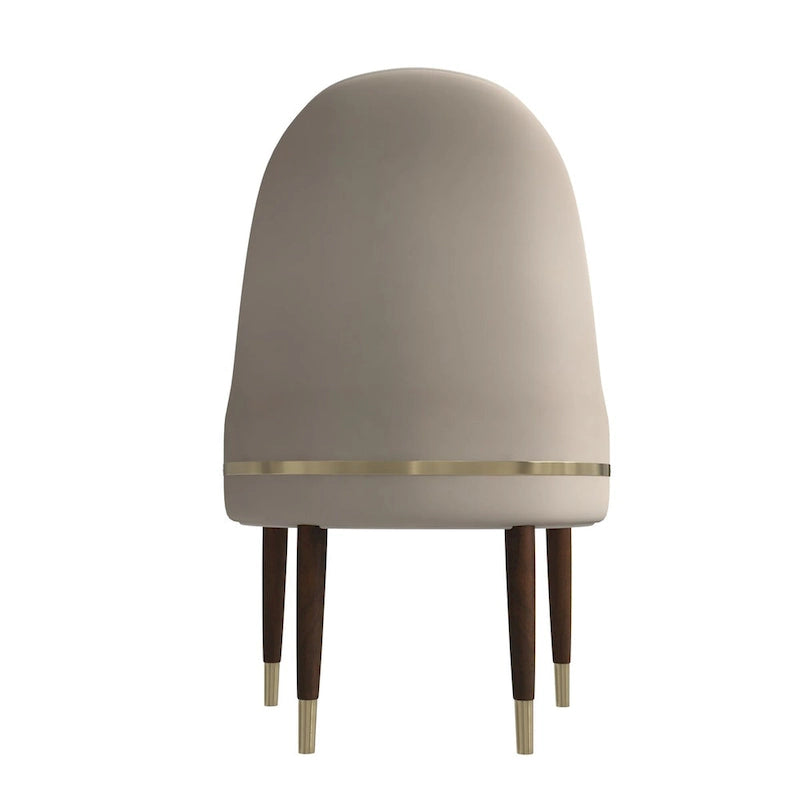 Leather Dining Chair with a Ripple Back and Gold Accents Design Elara Collection