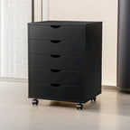 5 Drawer Wood File Cabinet with Wheels and Metal Slides