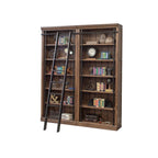 Avondale 8' Tall Bookcase Wall With Ladder, Storage Organizer, Display Shelf for Office, Brown - 80W x 94H x 15D