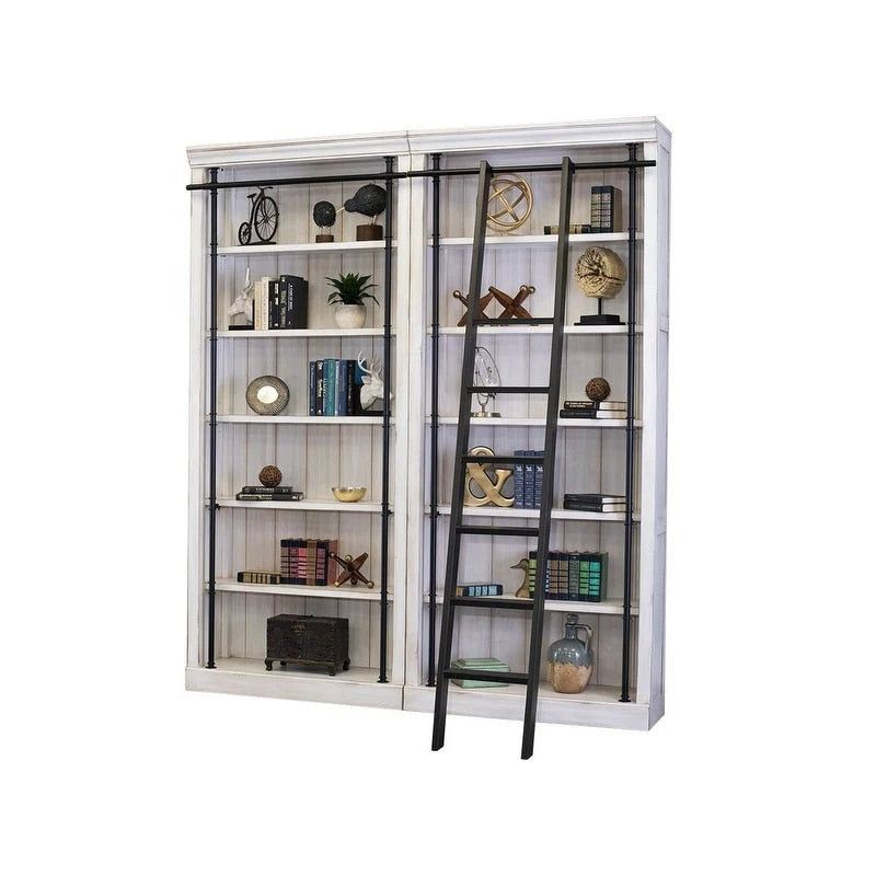 Avondale 8' Tall Bookcase Wall With Ladder, Storage Organizer, Display Shelf for Office, Brown - 80W x 94H x 15D