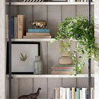 Avondale 8' Tall Bookcase Wall With Ladder, Storage Organizer, Display Shelf for Office, Brown - 80W x 94H x 15D