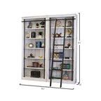 Avondale 8' Tall Bookcase Wall With Ladder, Storage Organizer, Display Shelf for Office, Brown - 80W x 94H x 15D