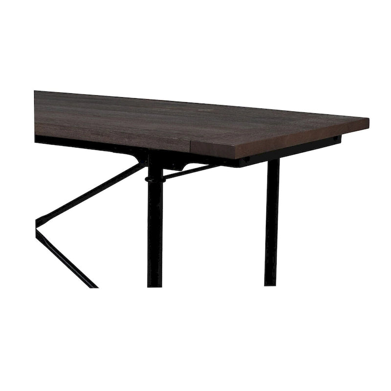 Conway 66-inch Industrial Wheeled Trestle Table - Mango Wood & Metal