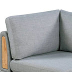 Gimy 37 Inch Modular Corner Sofa Chair, Light Gray Dorris Fabric, Wood