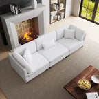 Corduroy Modular Sectional Sofa Set With Pillows