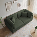 Corduroy Modular Sectional Sofa Set With Pillows