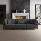 Corduroy Modular Sectional Sofa Set With Pillows