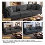 Corduroy Modular Sectional Sofa Set With Pillows