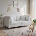 Corduroy Modular Sectional Sofa Set With Pillows