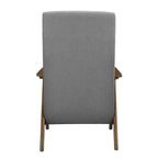 Mary 32 Inch Accent Chair Armchair, Light Gray Polyester Linen, Solid Wood