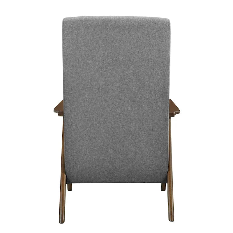 Mary 32 Inch Accent Chair Armchair, Light Gray Polyester Linen, Solid Wood