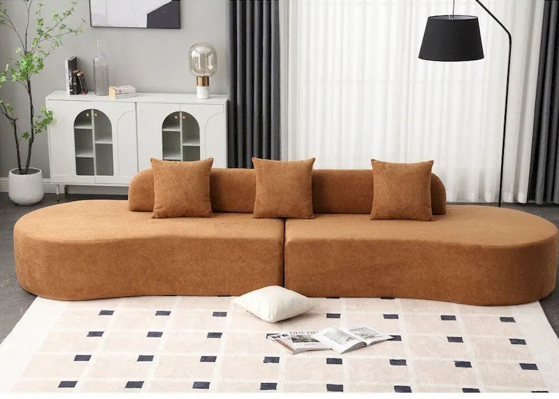 Modern Curved Terrycloth Fabric Combination Sofa No Assembly Required