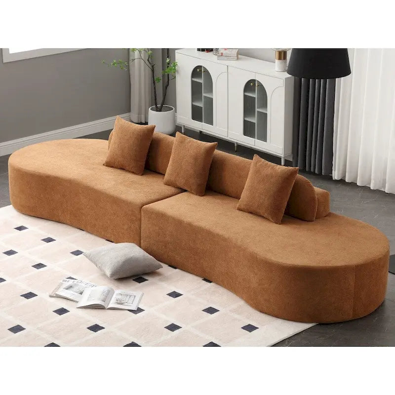 Modern Curved Terrycloth Fabric Combination Sofa No Assembly Required