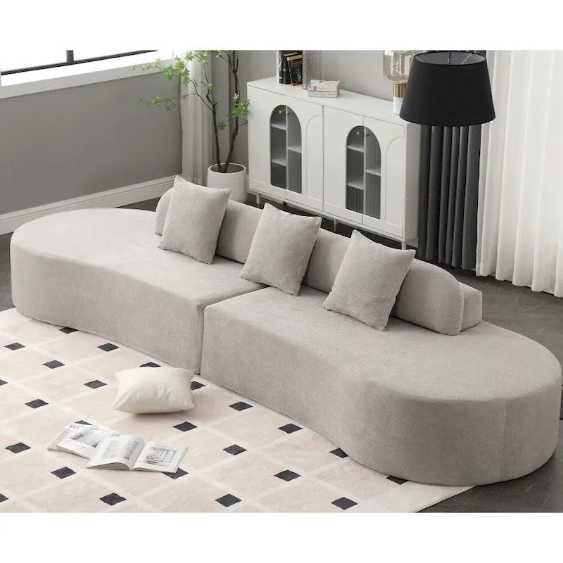 Modern Curved Terrycloth Fabric Combination Sofa No Assembly Required
