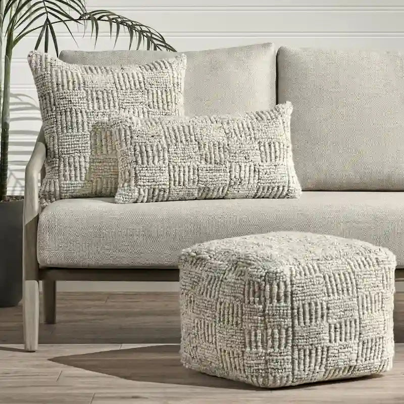 Villa by Classic Home Shades 18 Recycled Fabric Indoor/Outdoor Pouf