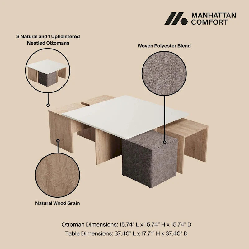 Manhattan Comfort Haley Mid-Century Modern Nested Coffee Table