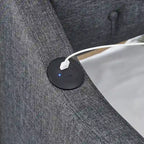 Twin Size Upholstery DayBed with Twin Size Erectable Trundle and USB Charging Design