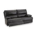 Signature Design by Ashley Mountainous Black Power Reclining Sofa - 85W x 42D x 42H