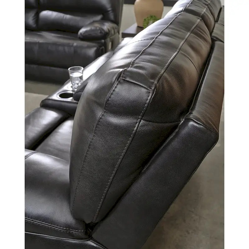 Signature Design by Ashley Mountainous Black Power Reclining Sofa - 85W x 42D x 42H