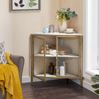 Javlergo Corner Table Modern Triangle 3-tier Storage Shelf with 2 Doors for Living Room Bedroom Office