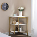 Javlergo Corner Table Modern Triangle 3-tier Storage Shelf with 2 Doors for Living Room Bedroom Office