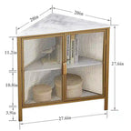 Javlergo Corner Table Modern Triangle 3-tier Storage Shelf with 2 Doors for Living Room Bedroom Office